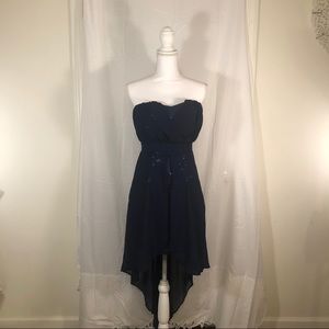 A’gaci Navy Sequin Hi/low dress - L